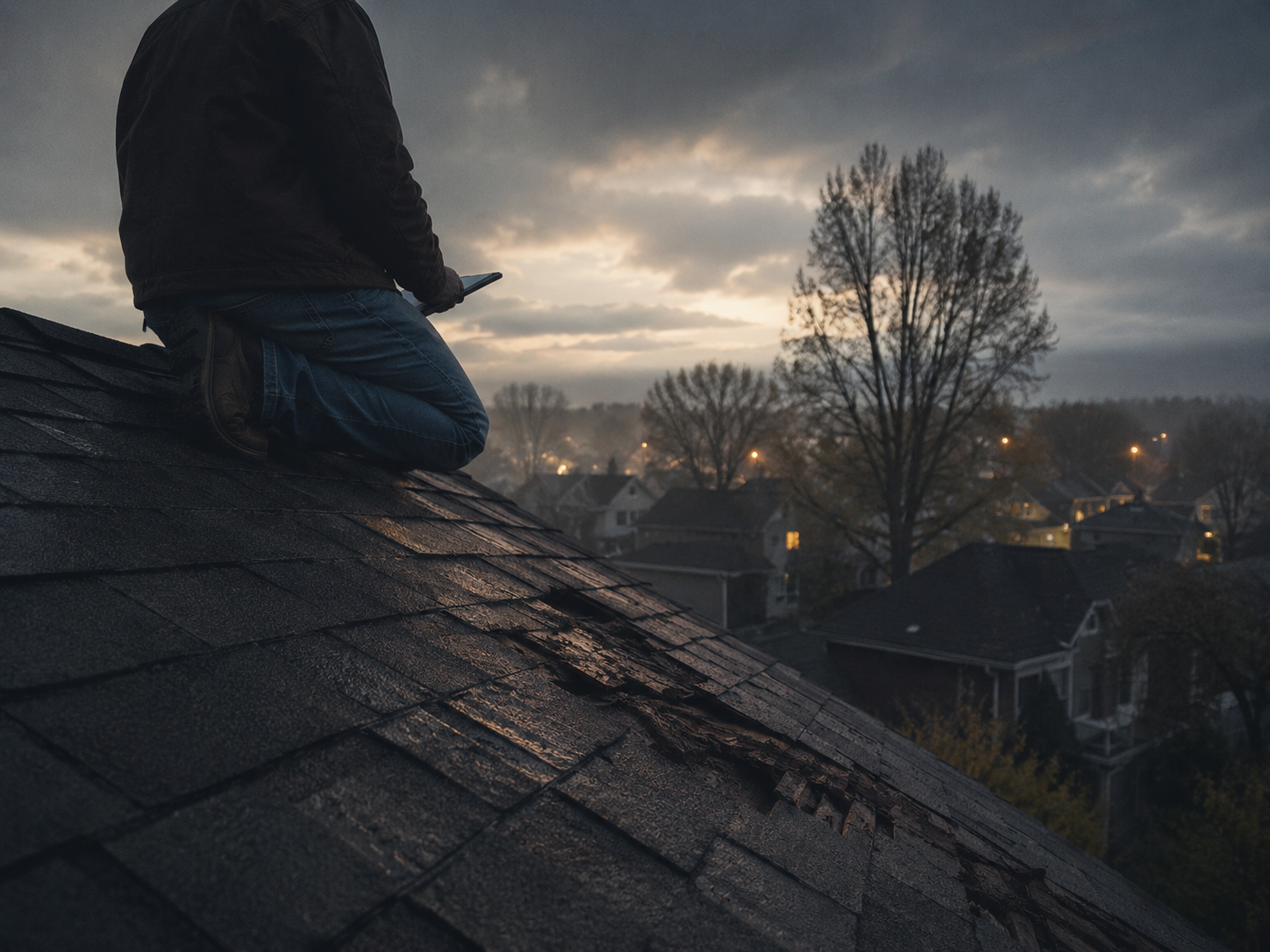 Roof inspection in progress after a storm