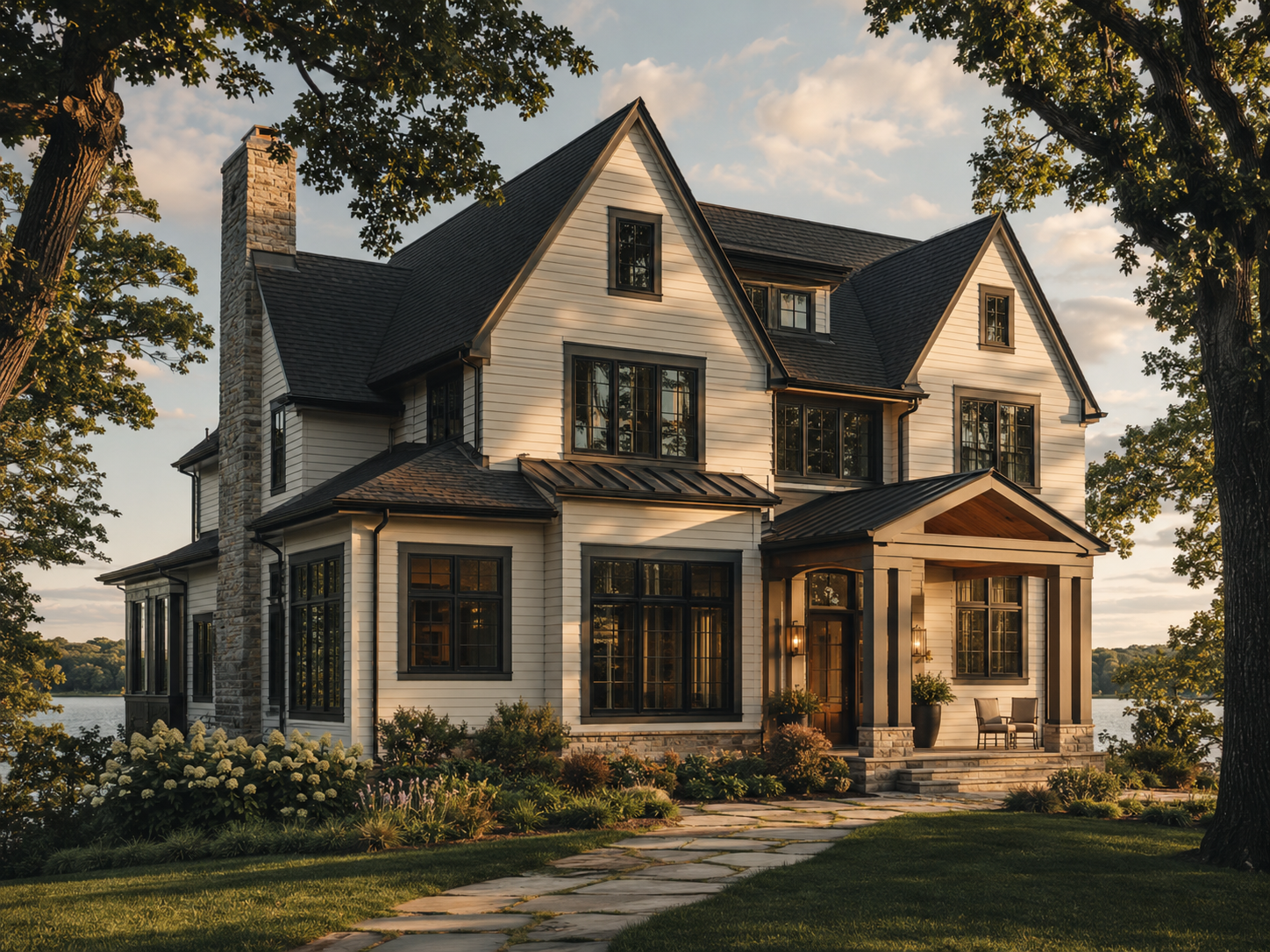 Restored home exterior with new siding and trim